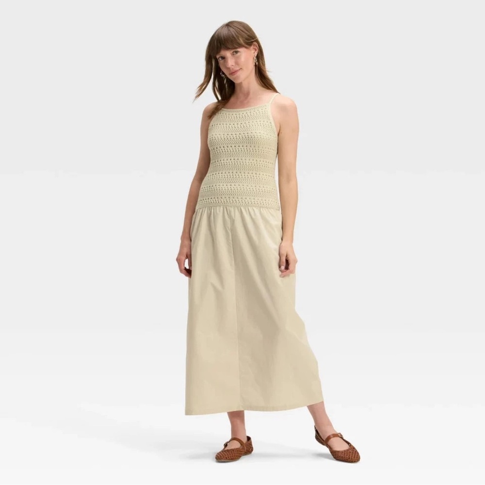 Women's Drop Waist Maxi Sweater Dress - Universal Thread Tan S - Picture 2 of 4